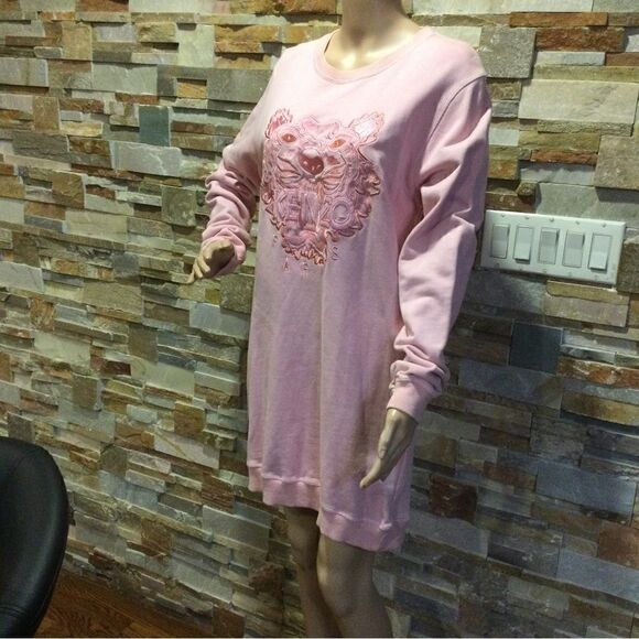 KENZO Light Pink Logo Sweatshirt Dress - Picture 4 of 11